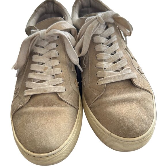 J/SLIDES Star Sneakers Size 8.5 Gold Metallic Leather Lace-up Platform - Picture 3 of 11